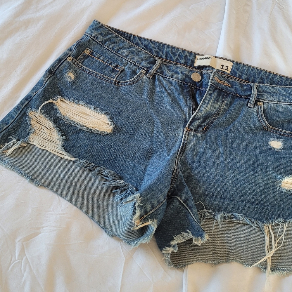 Garage 11 distressed blue jean shorts